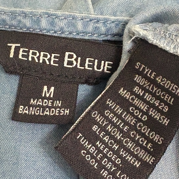 Terre Bleue Chambray Sleeveless Lightweight Tunic Top - Picture 6 of 6